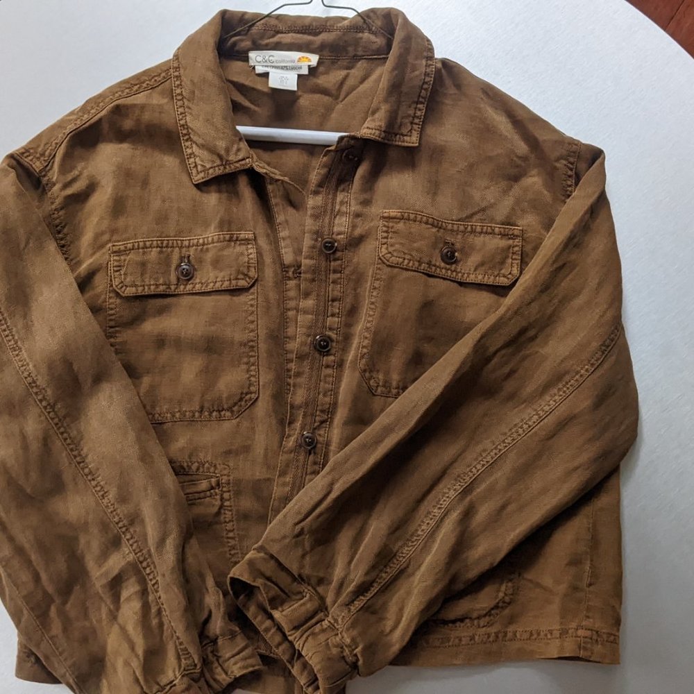 Lightweight Linen Summer Utility Coat Shirt (size S)
